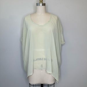 Helmut Lang Seafoam Green Silk Sleeveless Dolman Blouse